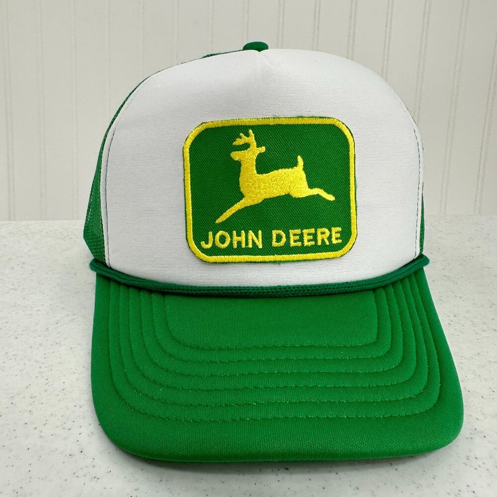 John Deere Rope Trucker Hat Embroidered Patch Green Pink Snapback Farm Tractor